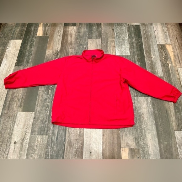 Lands’ End Mens XXL Lightweight Full Zip Windbreaker Rain Jacket Pockets Red - Picture 1 of 10